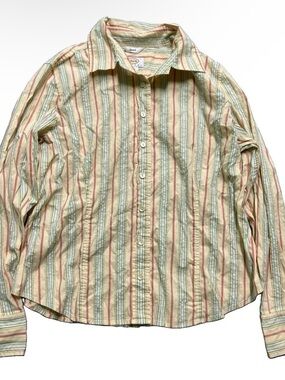 Women’s Talbots Petites Yellow Red Button Up Shirt Size Large